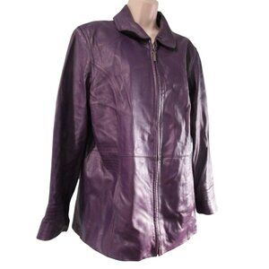 Vintage Purple Lambskin Leather Jacket Preston York Size L GUC